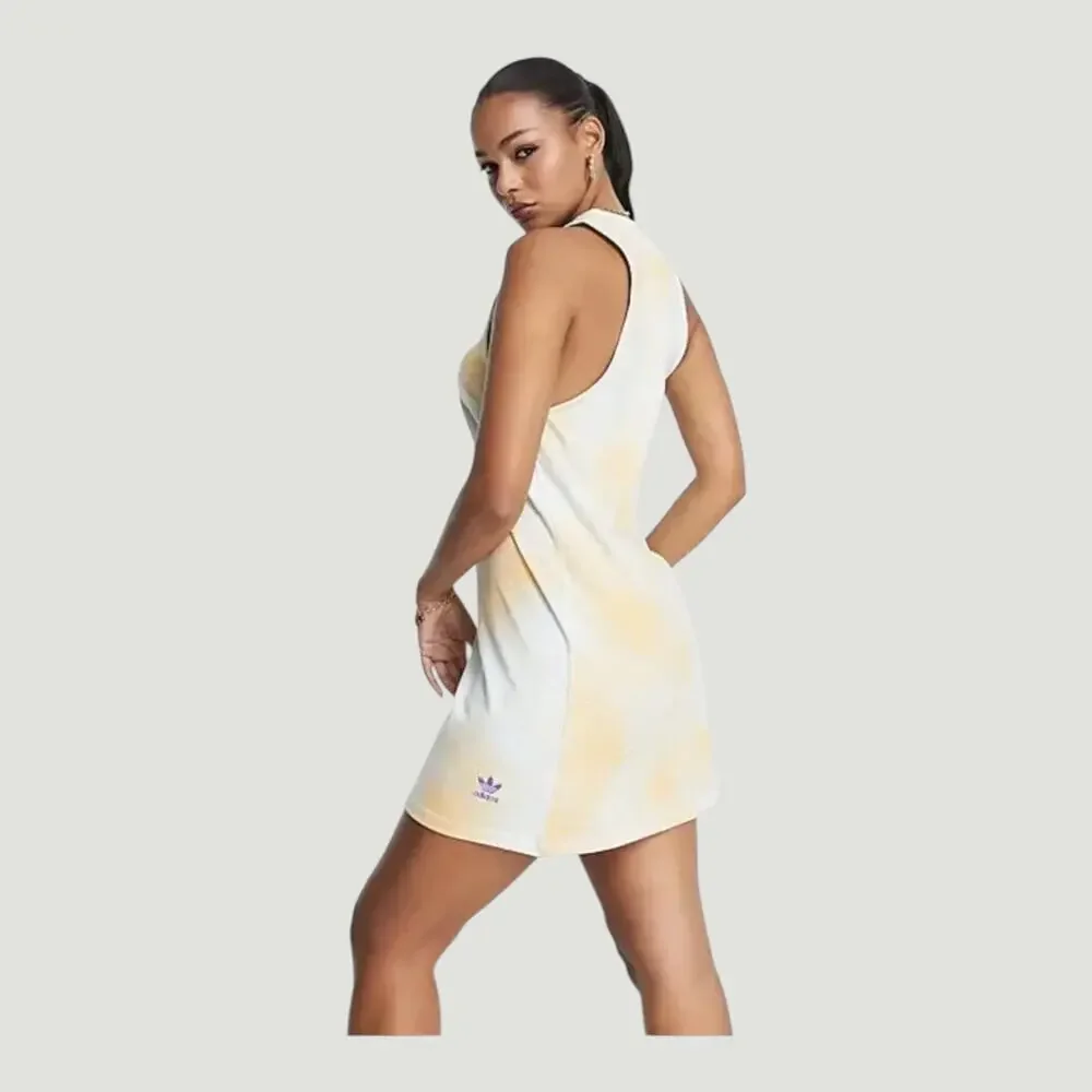 Adidas Originals Yellow White Tie Dye Racerback Tank Dress Women’s XL - Picture 2 of 8